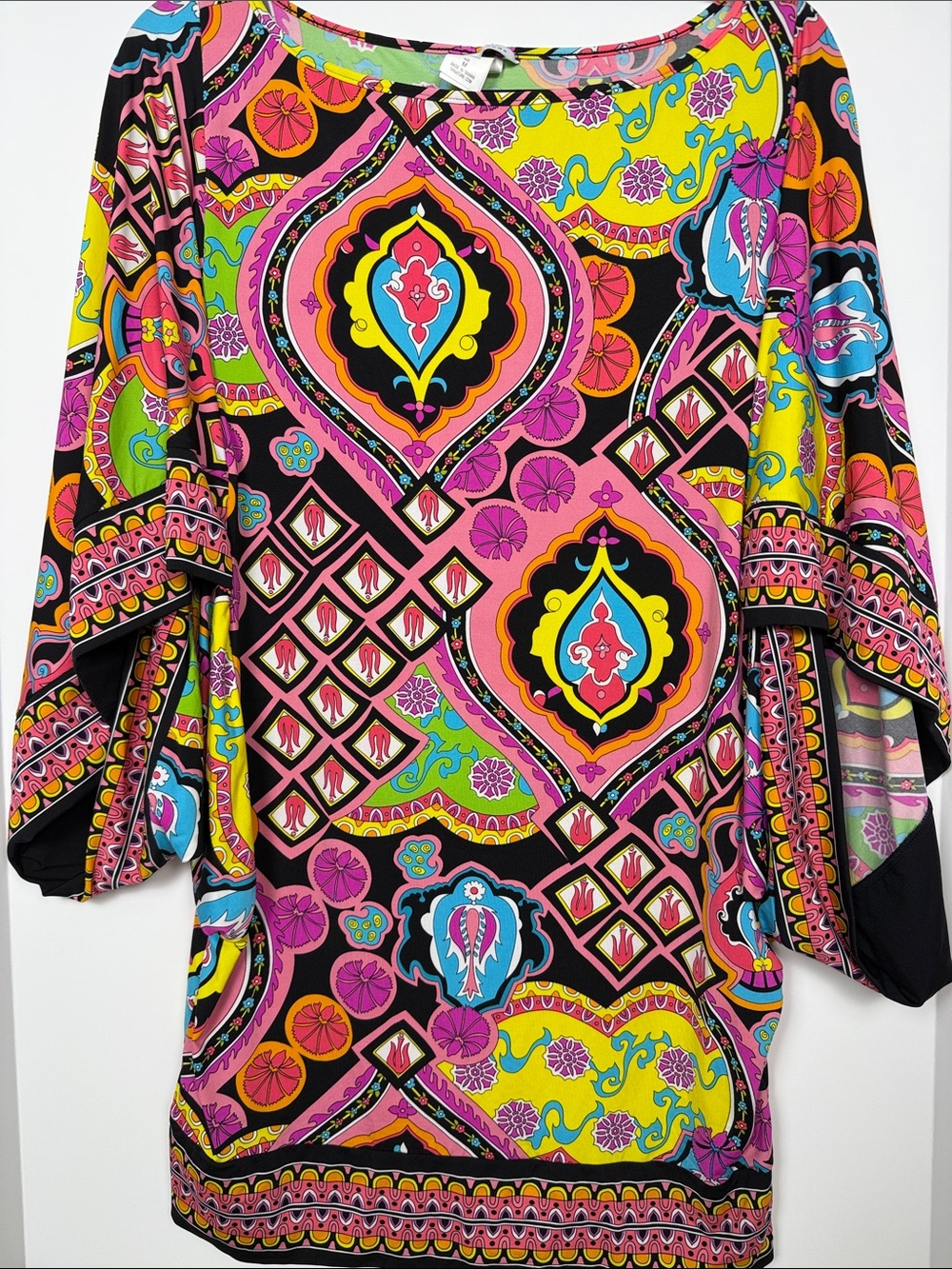 Trina Turk Marrakesh Mosaic Print Tunic Swim Cover-Up Size Medium EUC Retro Boho
